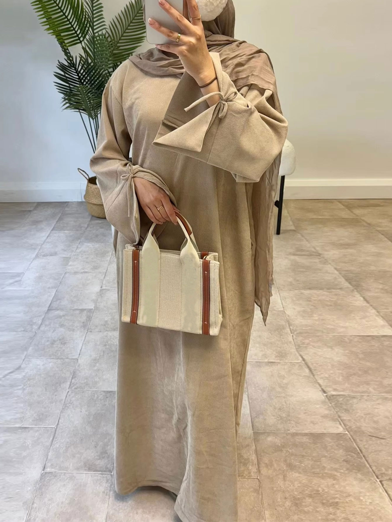 Winter Clothing Dubai - Ramadan Bow-knot Dubai Abaya Dress Luxury