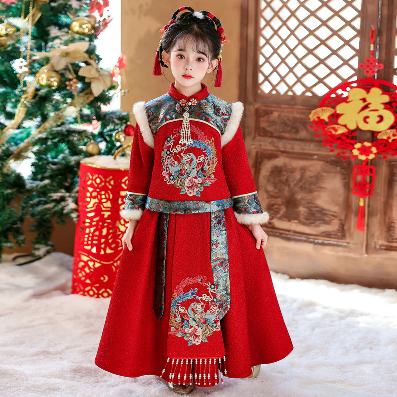Winter Clothing Kids - Girls Winter New Thick Qipao Hanfu