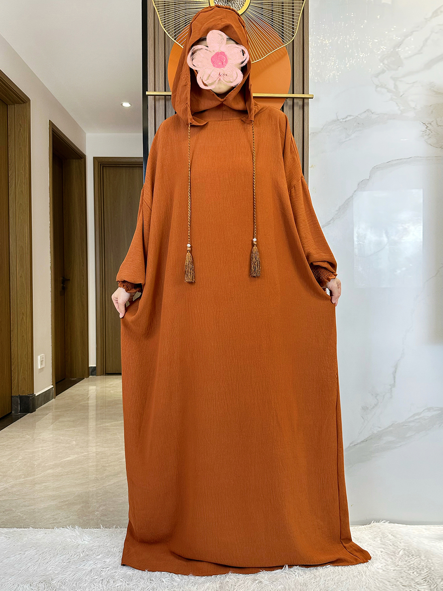 Muslim Abaya Solid Cotton Pull - Winter Clothing Dubai reseña y precio