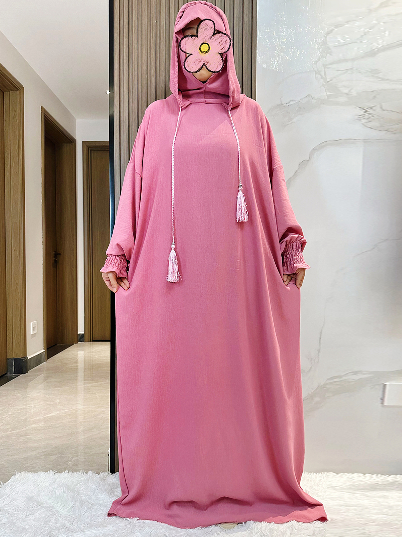 Muslim Abaya Solid Cotton Pull - Winter Clothing Dubai reseña y precio