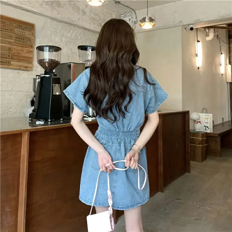 New Sweet Women Denim Short Dr - Winter Clothing Korea reseña y precio