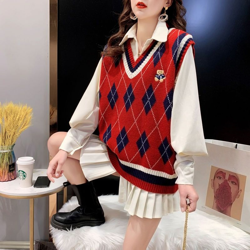 Red Knit Vests for Women Sleev - Winter Clothing Trends reseña y precio