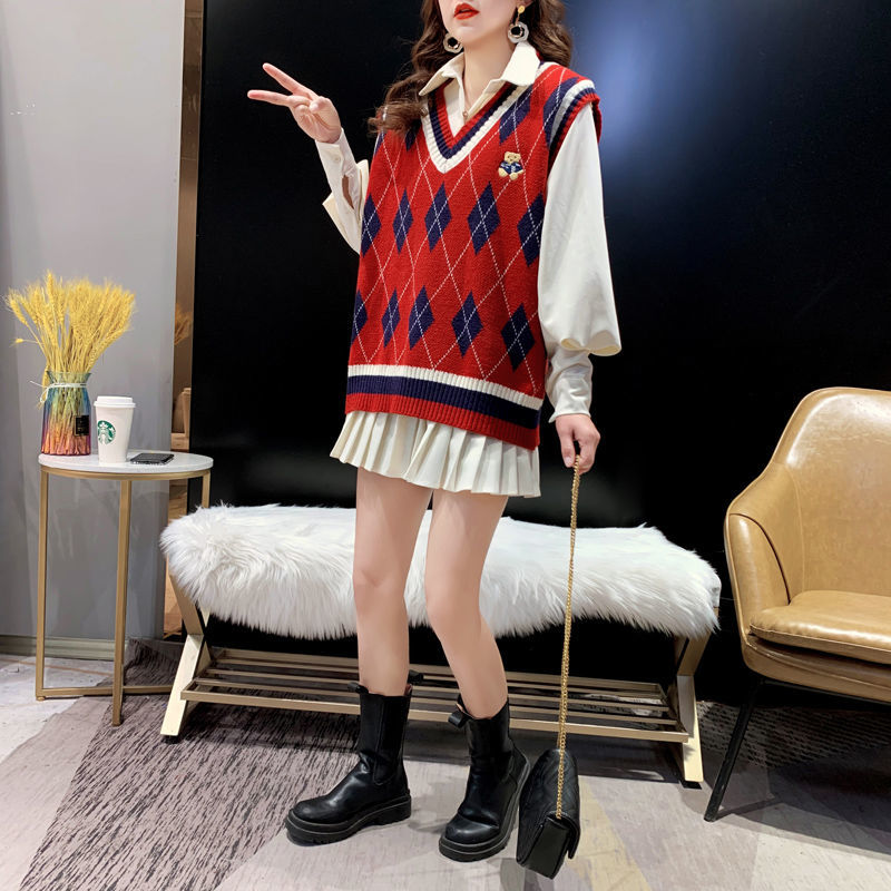 Red Knit Vests for Women Sleev - Winter Clothing Trends reseña y precio