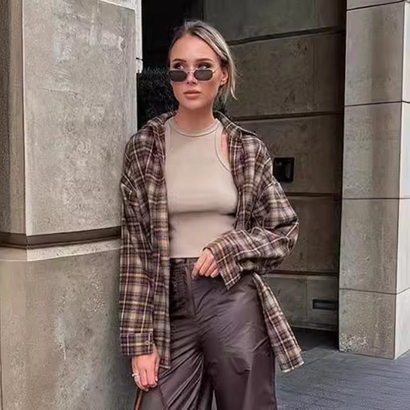 2025 Autumn Casual Plaid Shirt - Winter Clothing Women Sale reseña y precio