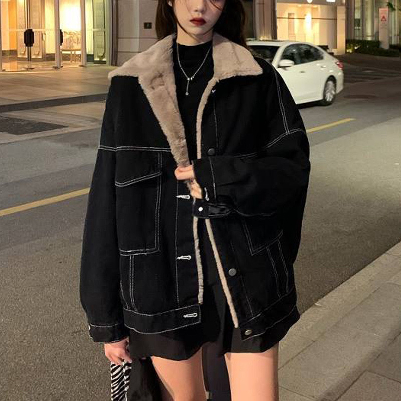 Women Denim Coat Thick Lapel S - Winter Clothing Women Sale reseña y precio