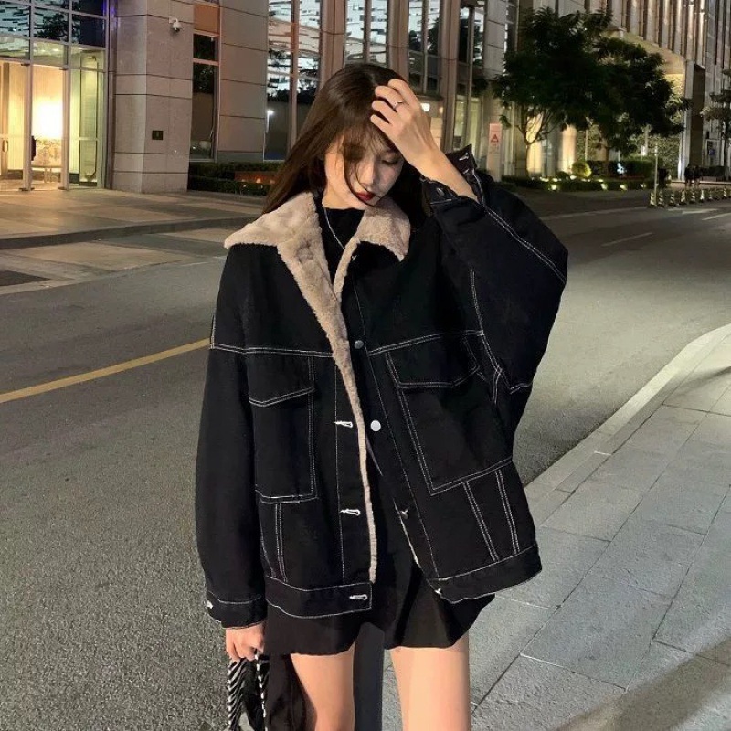 Women Denim Coat Thick Lapel S - Winter Clothing Women Sale reseña y precio