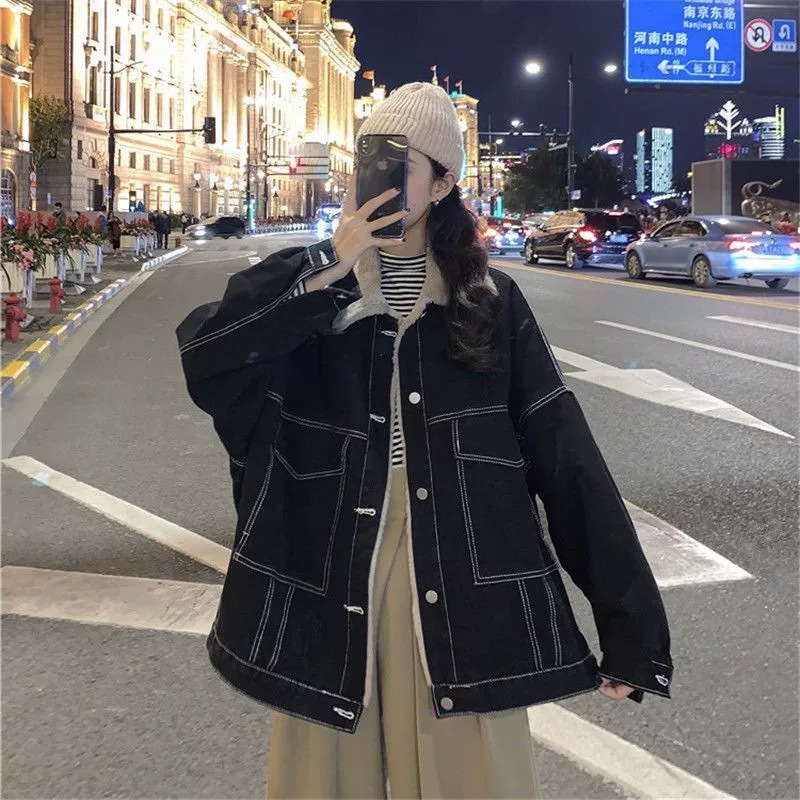 Women Denim Coat Thick Lapel S - Winter Clothing Women Sale reseña y precio