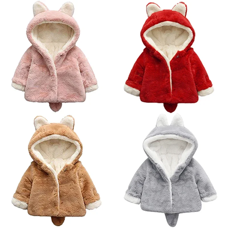 Cute Cat Ears Plush Baby Jacke - Winter Clothing Toddler Girl reseña y precio