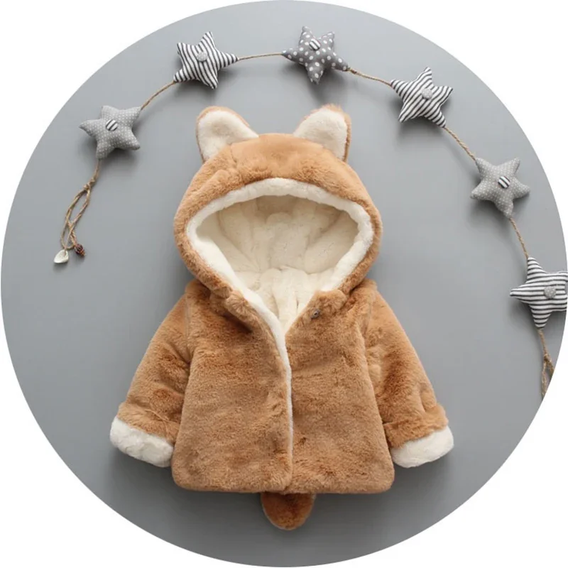 Cute Cat Ears Plush Baby Jacke - Winter Clothing Toddler Girl reseña y precio