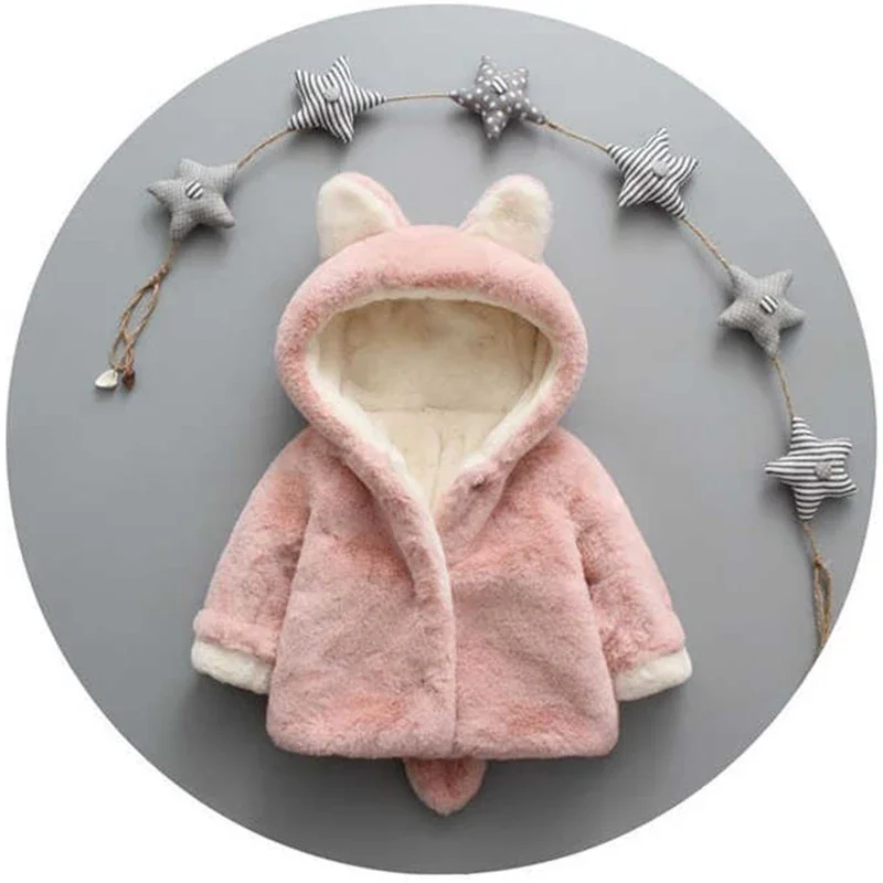 Cute Cat Ears Plush Baby Jacke - Winter Clothing Toddler Girl reseña y precio