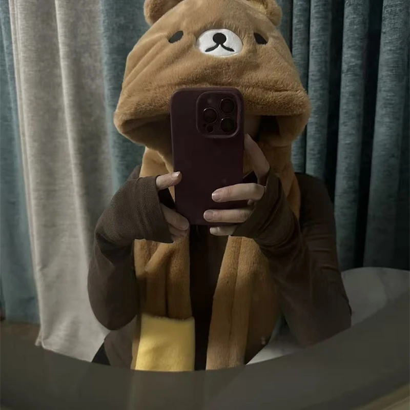 3 In 1 Plush Thick Hooded Hat  - Winter Clothing Kids reseña y precio