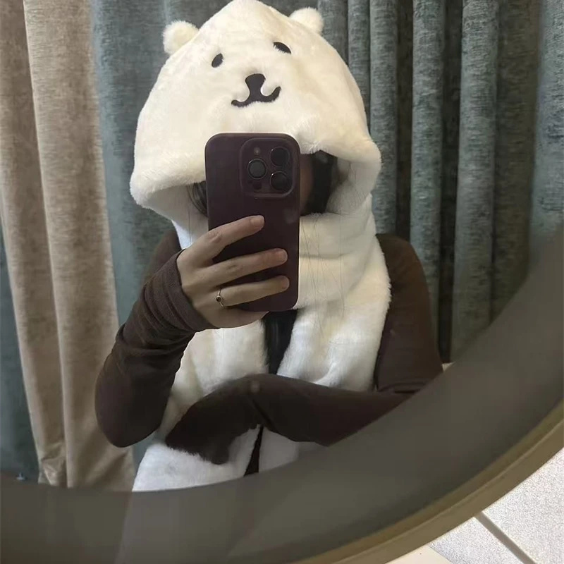 3 In 1 Plush Thick Hooded Hat  - Winter Clothing Kids reseña y precio